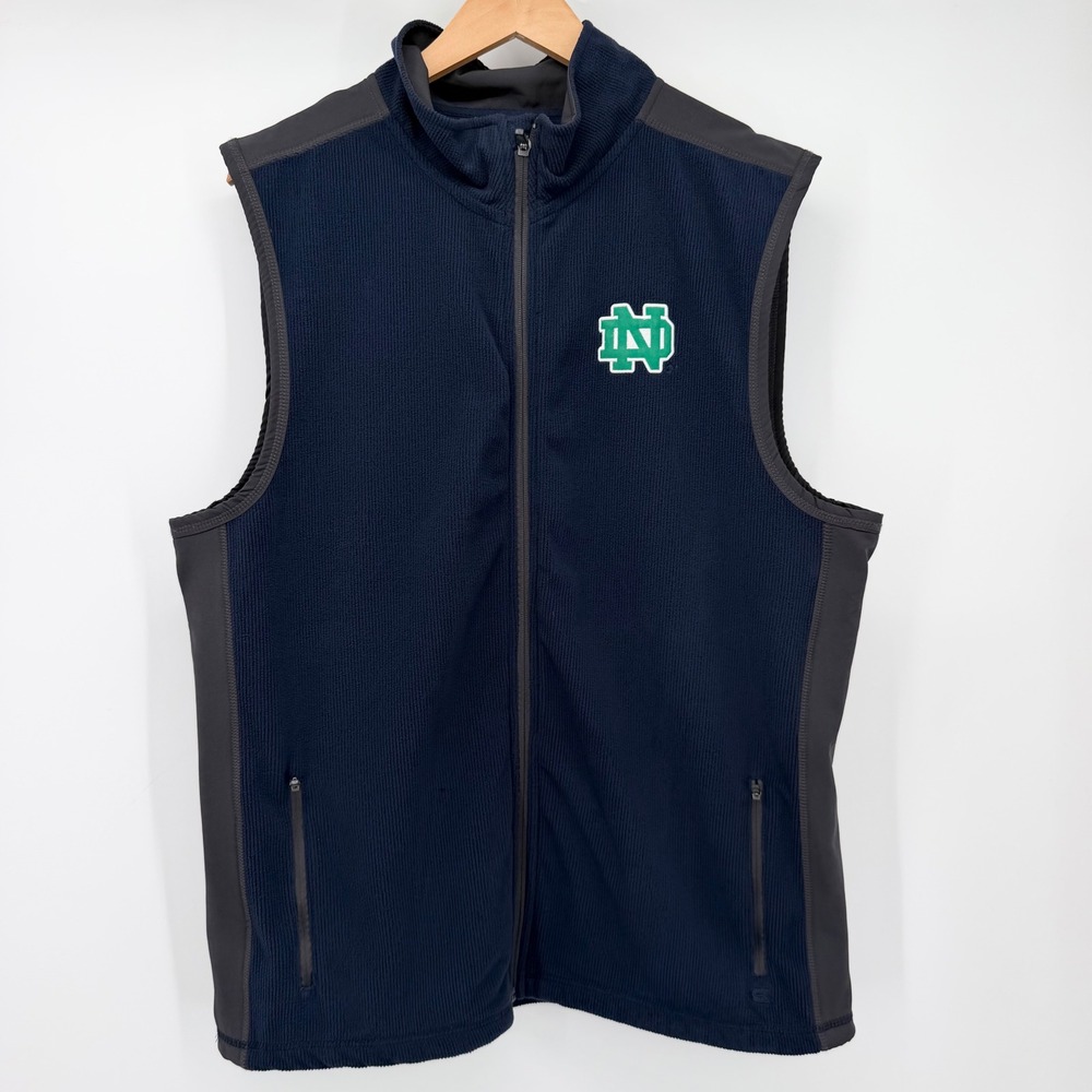 Colosseum Notre Dame Fighting Irish Mens Navy Blue Fleece Full Zip Vest XL